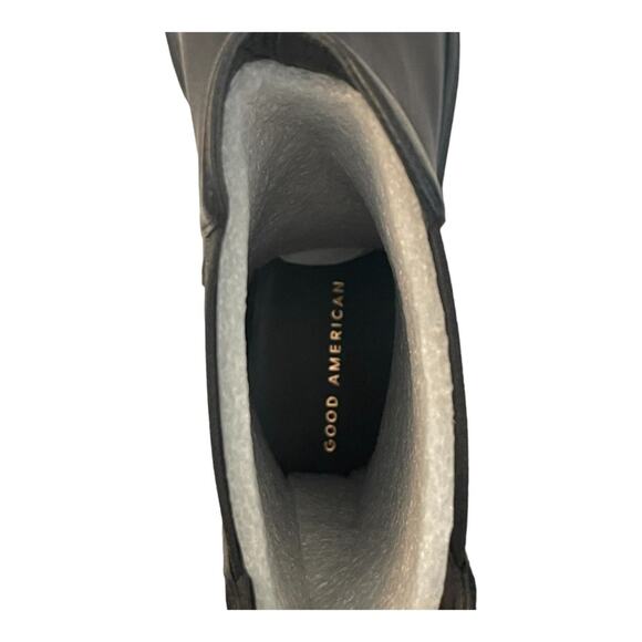 Good American Ankle Chelsea Boots Combat Lug Sole Pull On Leather Black Size 14 - Picture 8 of 10